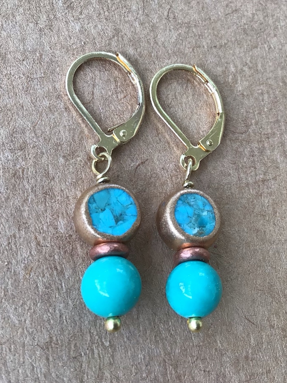 Turquoise Gold Edge Sundance Charm Earrings